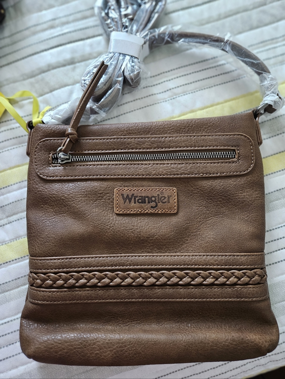 Wrangler Brown Crossbody Bag with Braided Accent